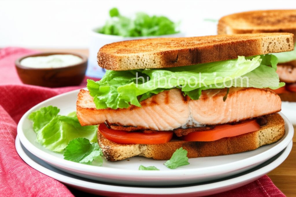 Grilled Salmon Sandwich with Dill Sauce