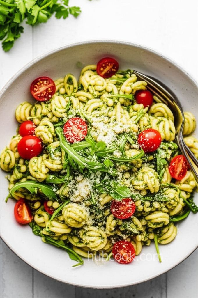 Pasta with Cilantro Pesto and Barley