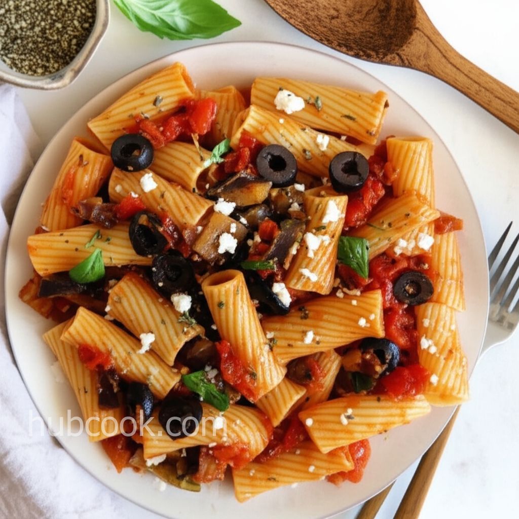 Rigatoni With Eggplant, Peppers, and Tomatoes