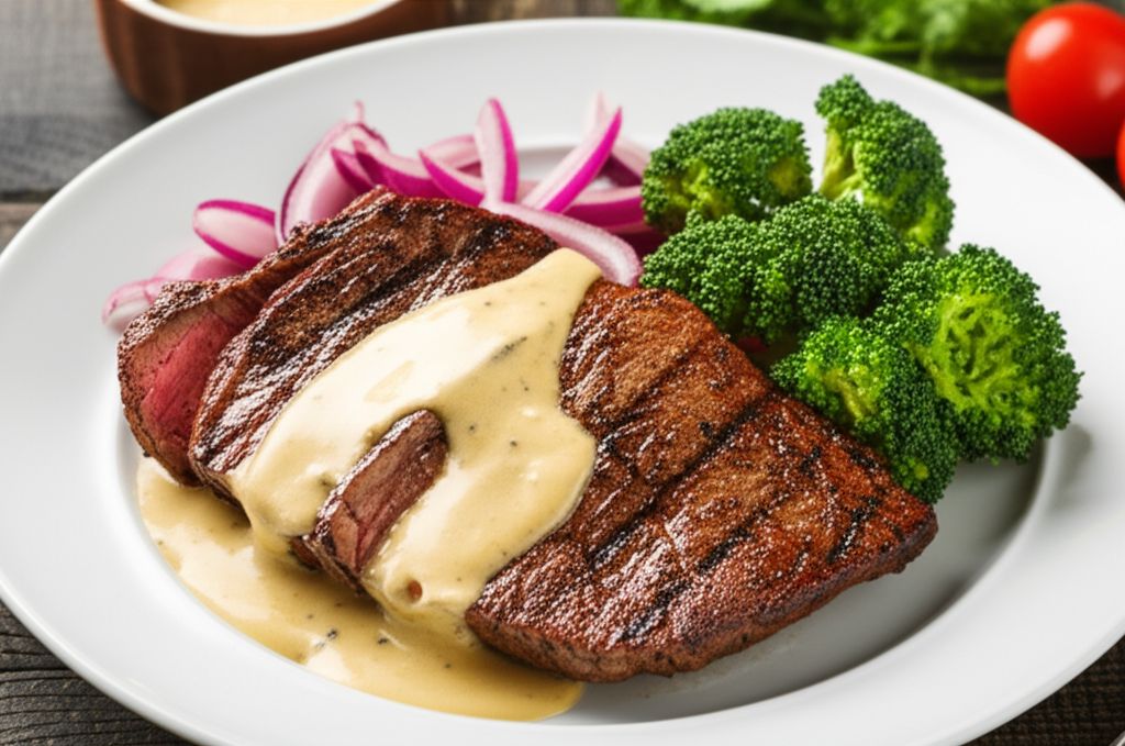 Strip Steak with Red Wine Cream Sauce