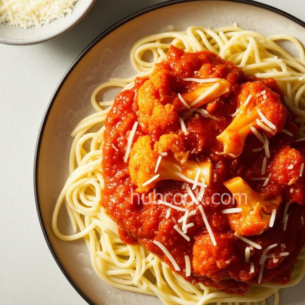 The Fridge Scavenger's Tomato and Cauliflower Pasta