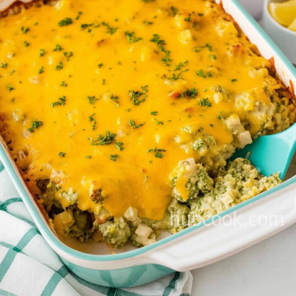 Broccoli, Rice, Cheese, and Chicken Casserole