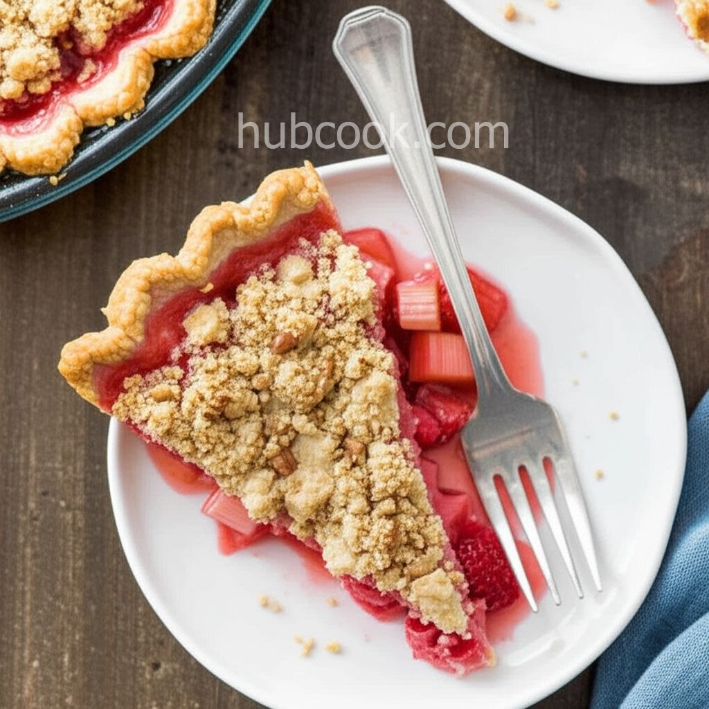 Crumb-Topped Strawberry Rhubarb Pie