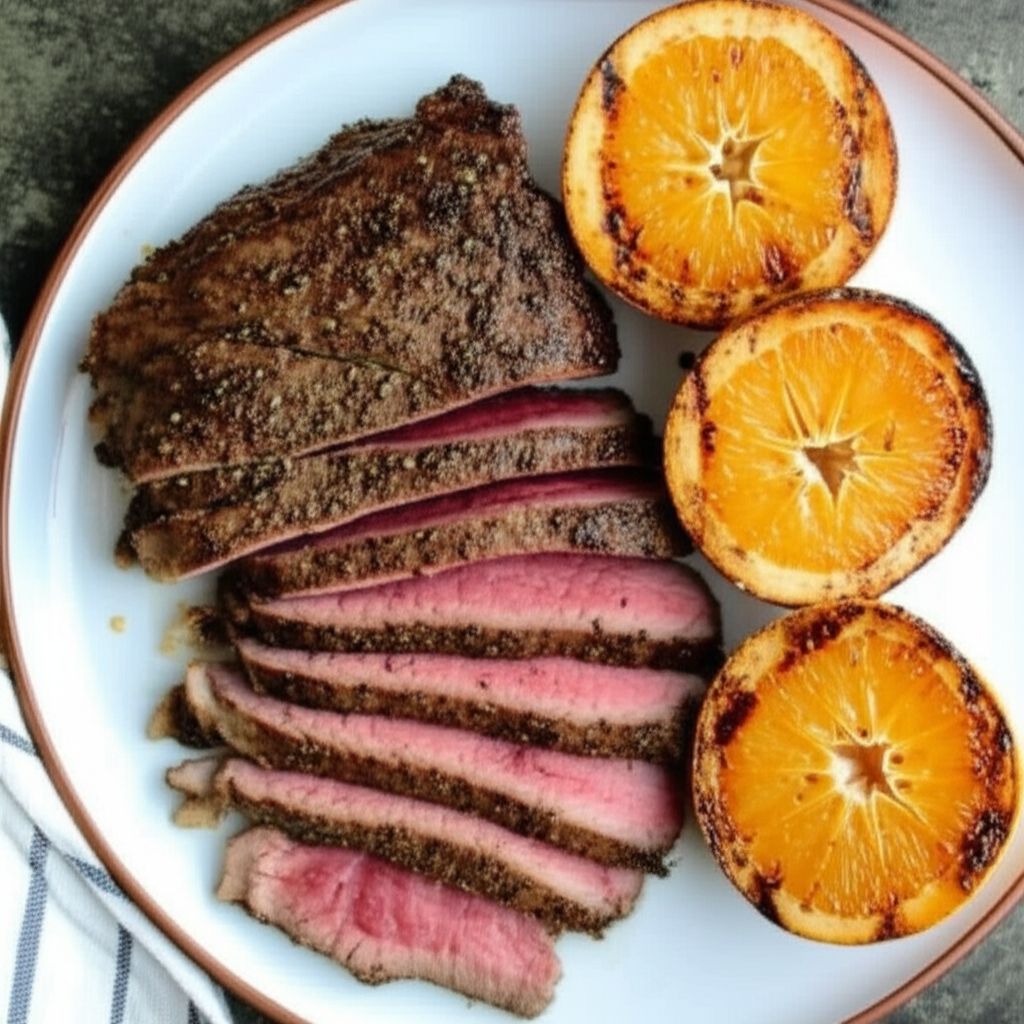 Garlic Fennel Flank Steak with Oranges