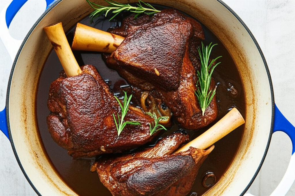 Lamb Shank Braised in White Wine with Rosemary