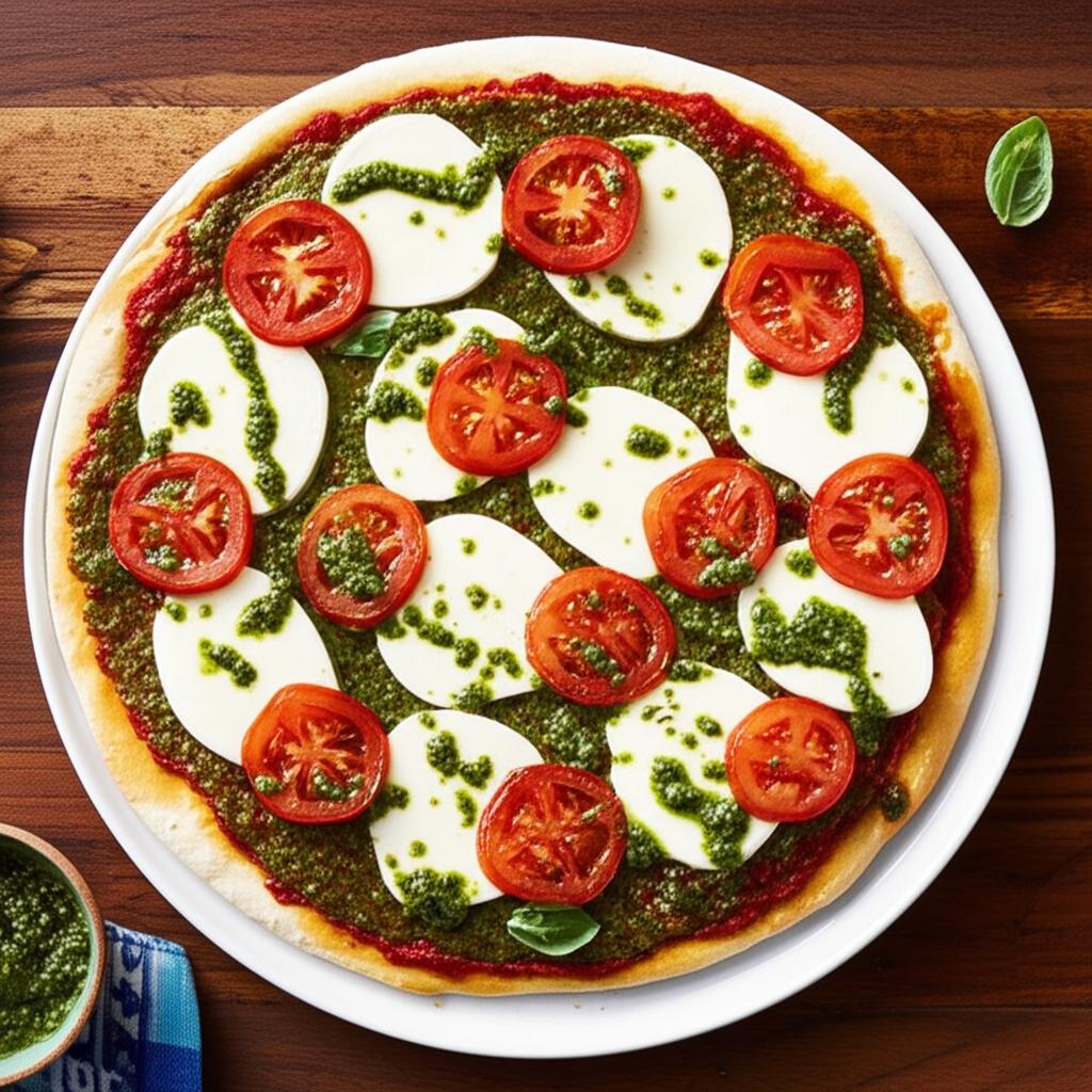 Margherita Pizza with Sausage and Pesto