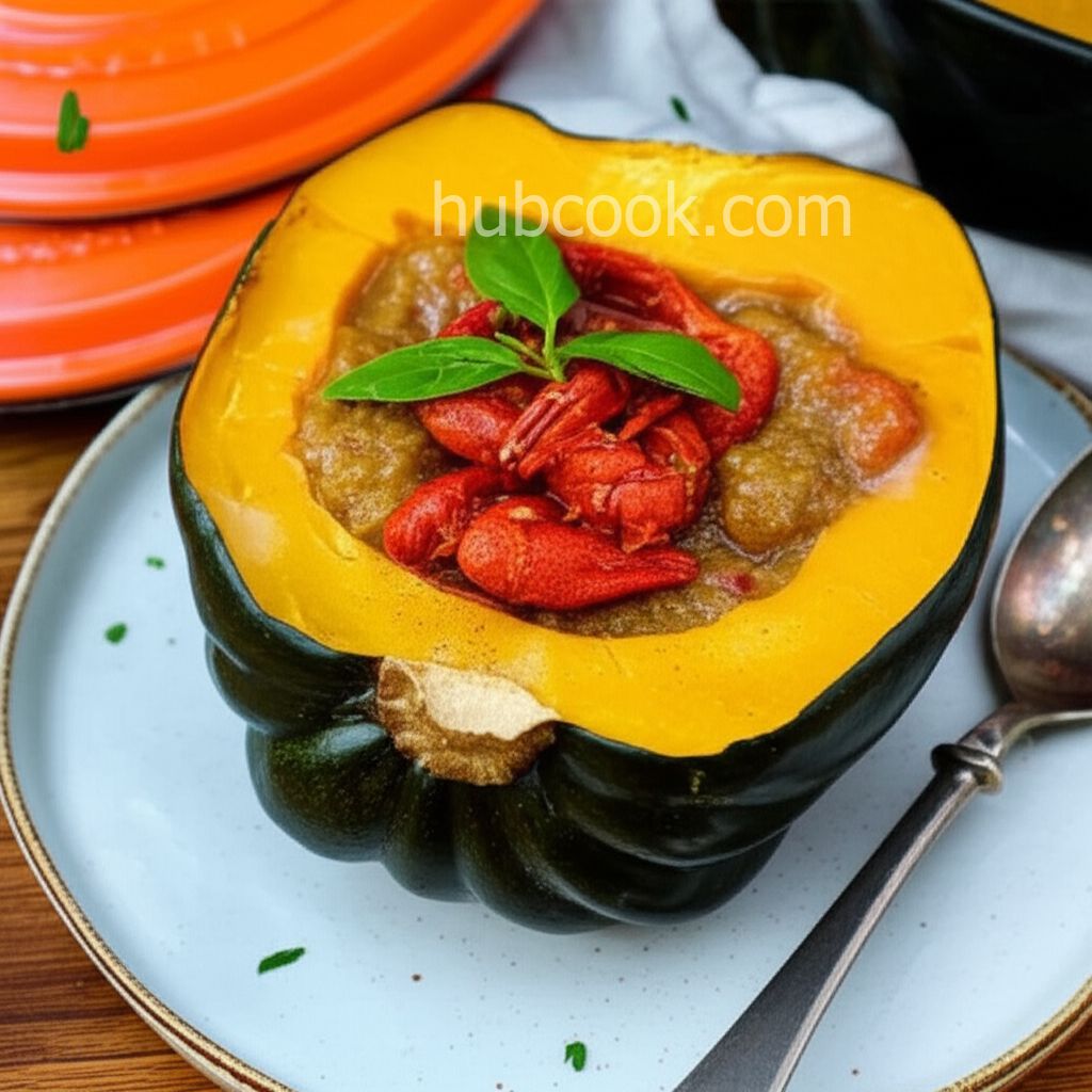 Roasted Acorn Squash and Crawfish Bisque