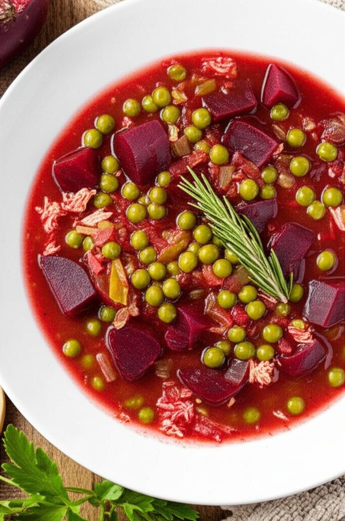 Roasted Beet, Crab and Vegetable Soup