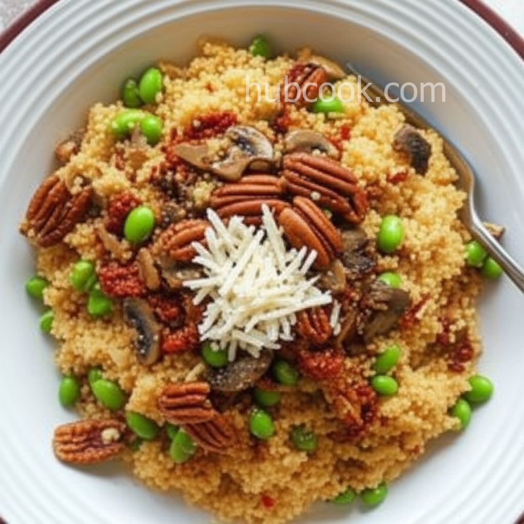 Roasted Pecan Couscous with Sun Dried Tomatoes and Mushrooms