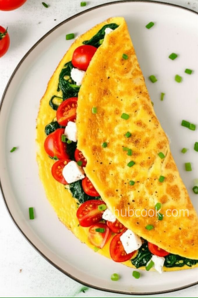 Spinach, Tomato, and Feta Egg White Omelette