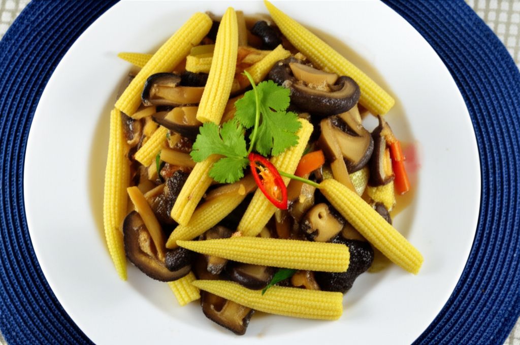 Stir-Fried Mushrooms with Baby Corn
