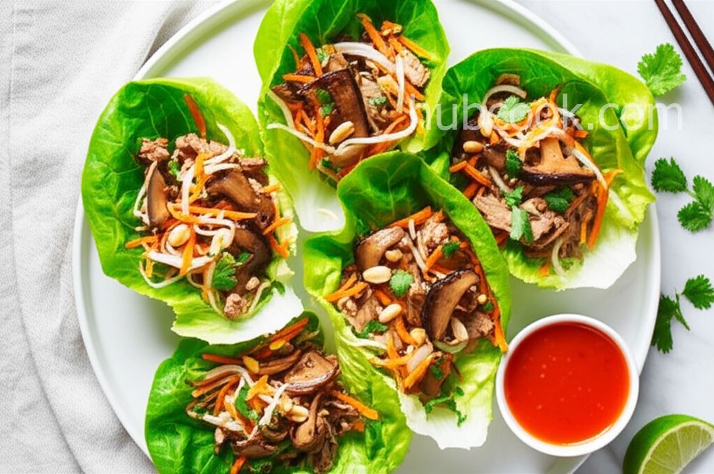 Turkey Lettuce Wraps with Shiitake Mushrooms