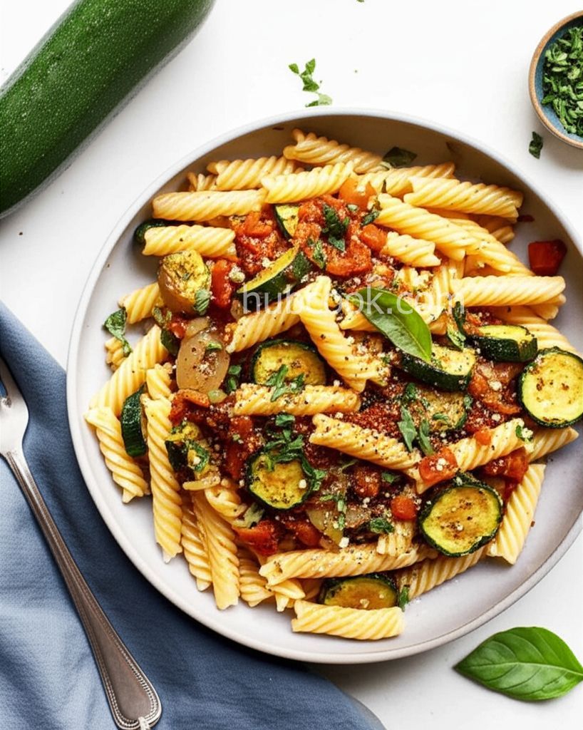 Ziti with Roasted Zucchini and Garlic