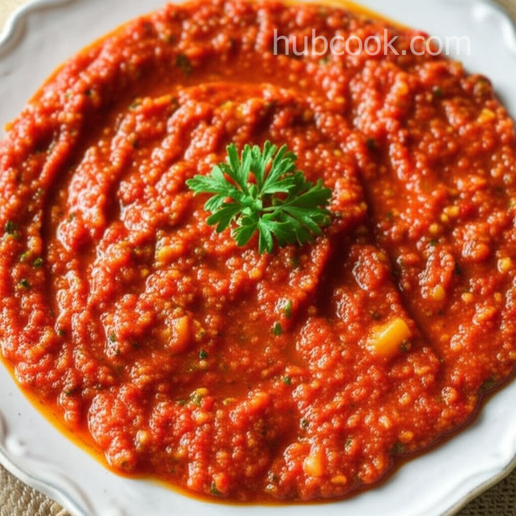 Algerian Bouzgene Berber Bread with Roasted Pepper Sauce