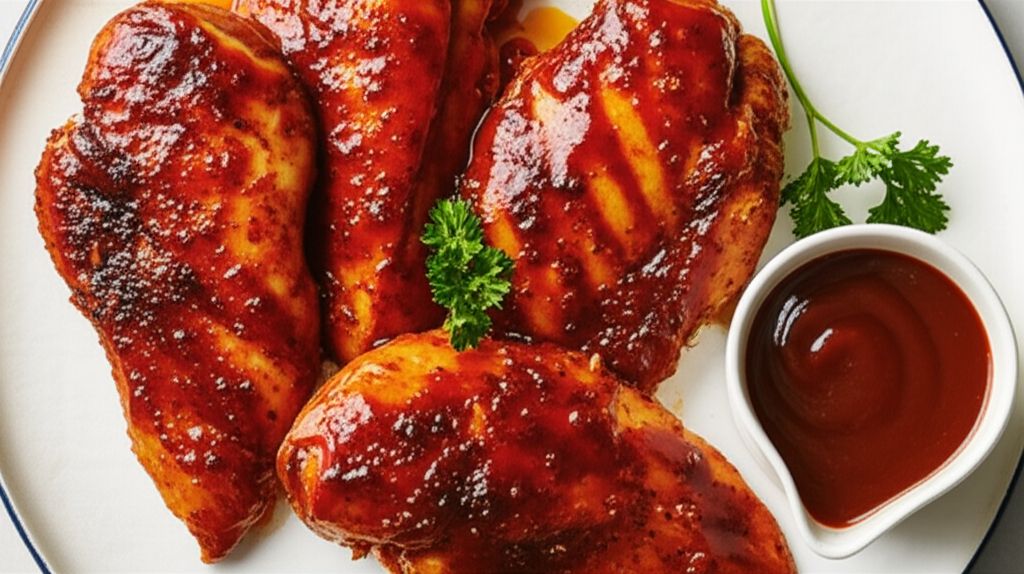 Baked Peach-Bourbon BBQ Chicken Breast