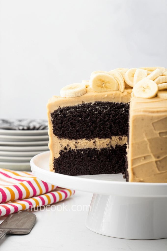 Chocolate Banana Cake with Peanut Butter Cream Cheese Frosting