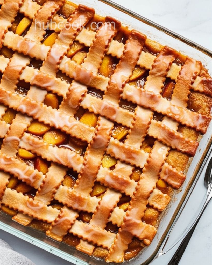Decadent Cinnamon Roll Peach Cobbler