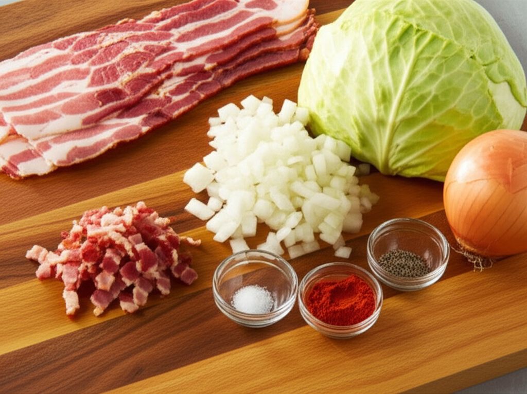 Fried Cabbage with Bacon, Onion, and Garlic