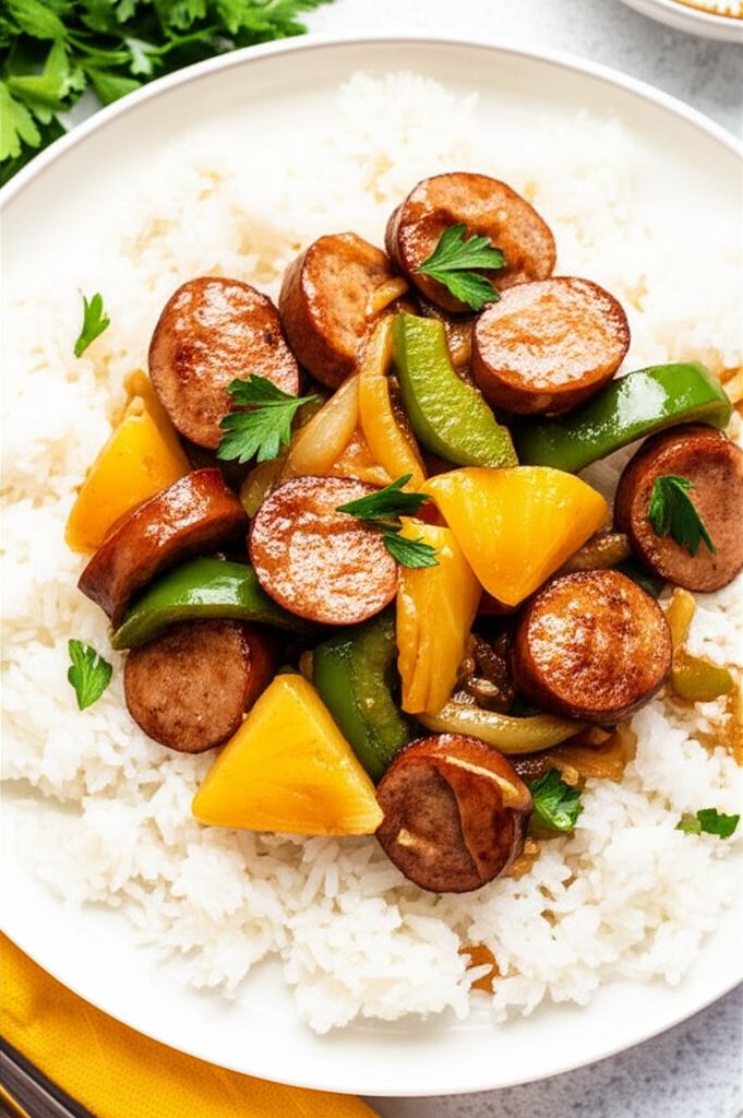 Hawaiian-Style Sausage and Rice