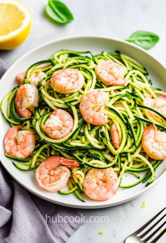 Lemon Zucchini Spaghetti with Shrimp
