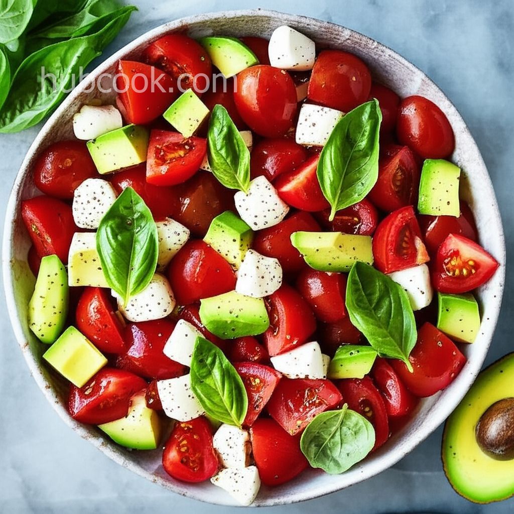 Most Amazing Salad! Tomato, Mozzarella, Avocado, and Bliss