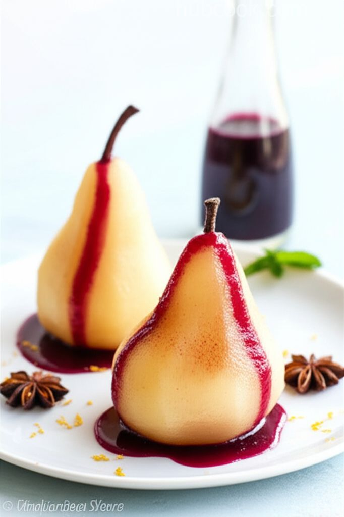 Poached Pears with Wine Vinaigrette