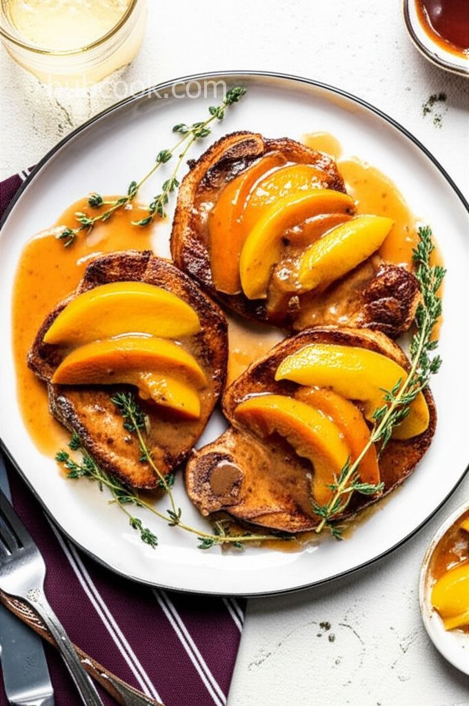 Pork Chops with a Riesling Peach Sauce