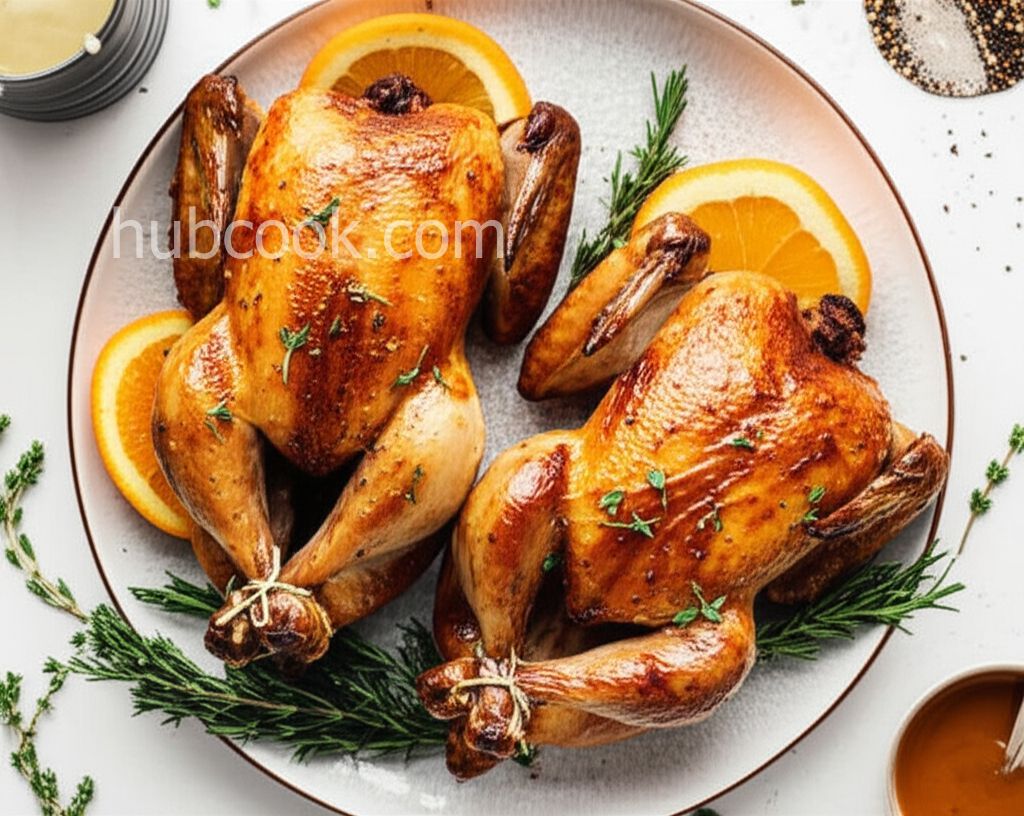 Roasted Orange-Tarragon Cornish Hens
