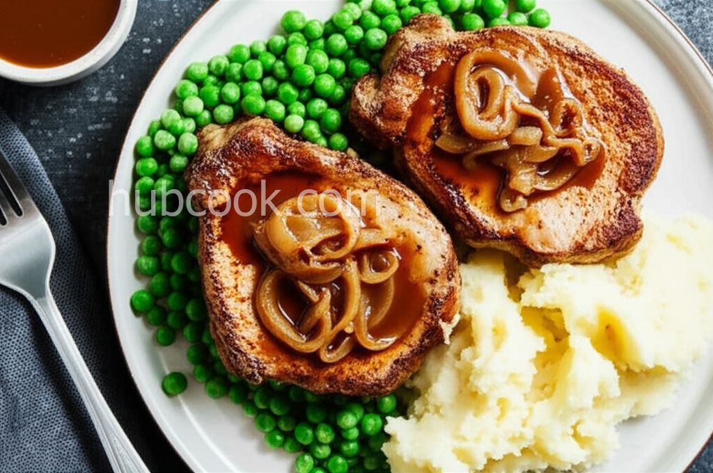 Slow Cooker Pork Chops with Caramelized Onions and Peas
