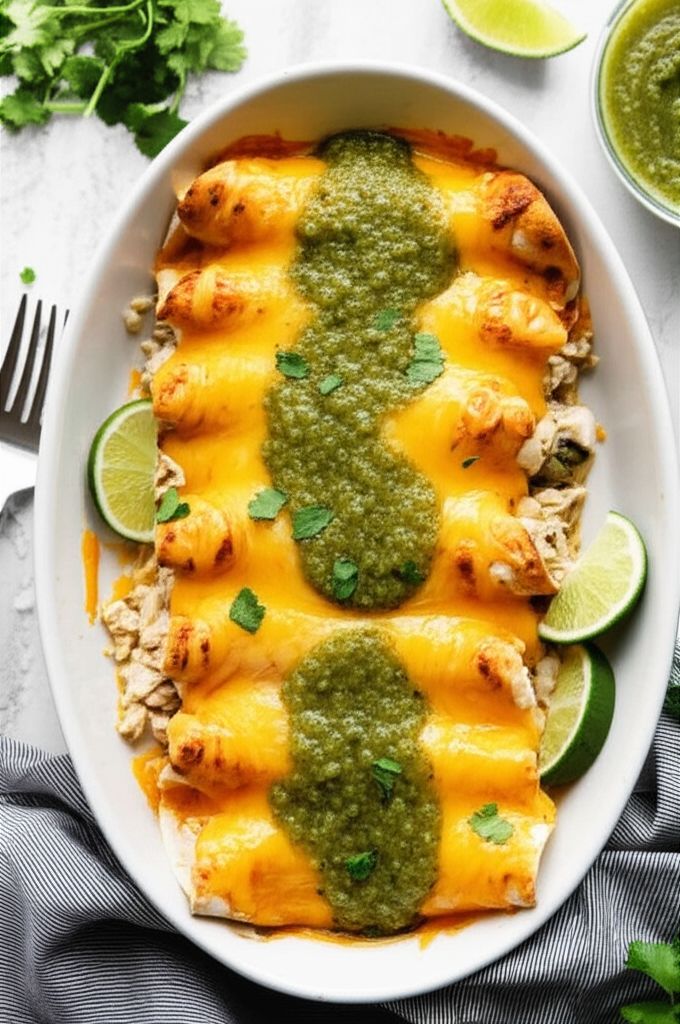 Spicy Chicken Enchiladas with Tomatillo Salsa