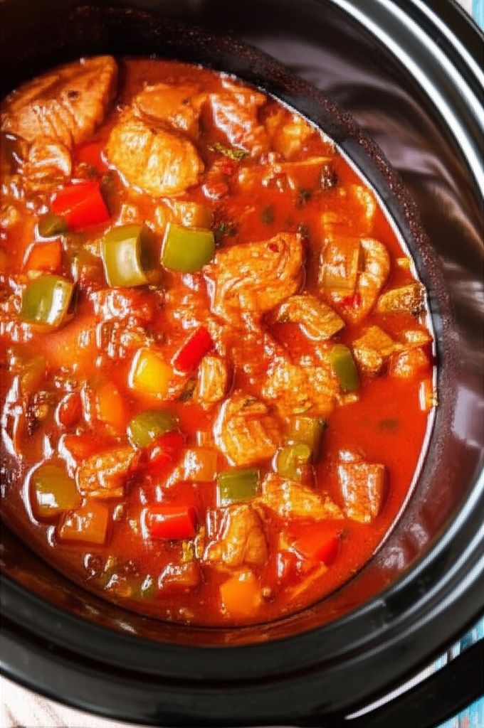 Spicy Slow Cooker Chicken Cacciatore with Wine
