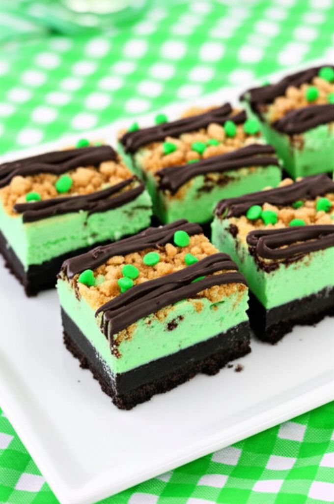 St. Patrick's Chocolate & Mint Cheesecake Bars