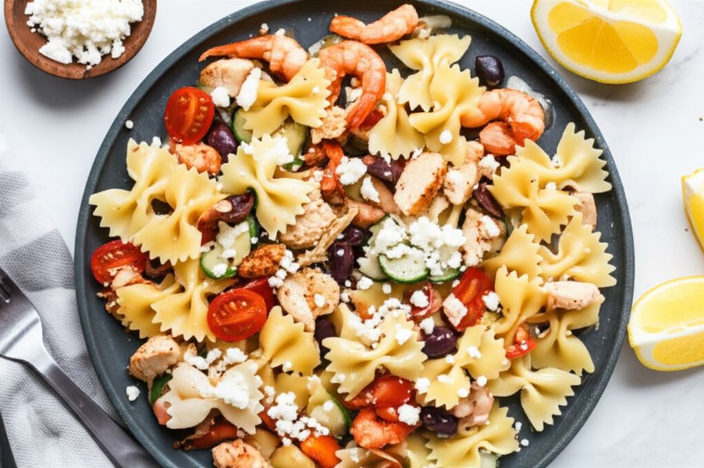 Zesty Feta and Shrimp Summer Pasta Salad