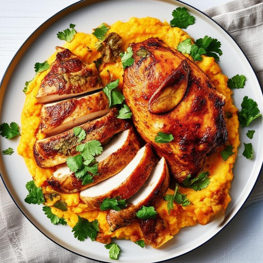 Aztec Chicken with Sweet Potato-Corn Mash