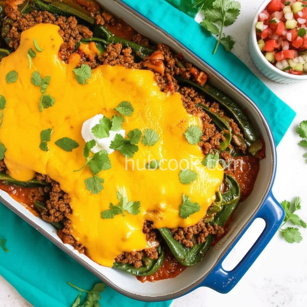 Baked Beef Chiles Rellenos Casserole