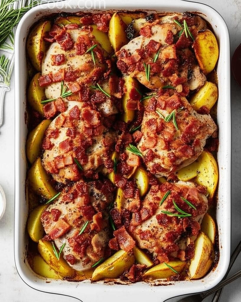 Baked Chicken, Potato, and Bacon Casserole