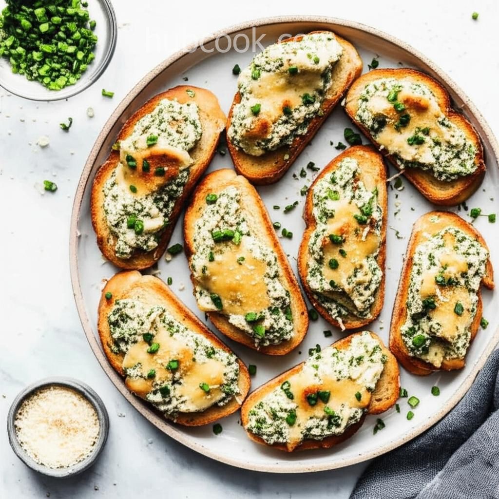 Baked Spinach and Artichoke Toasts
