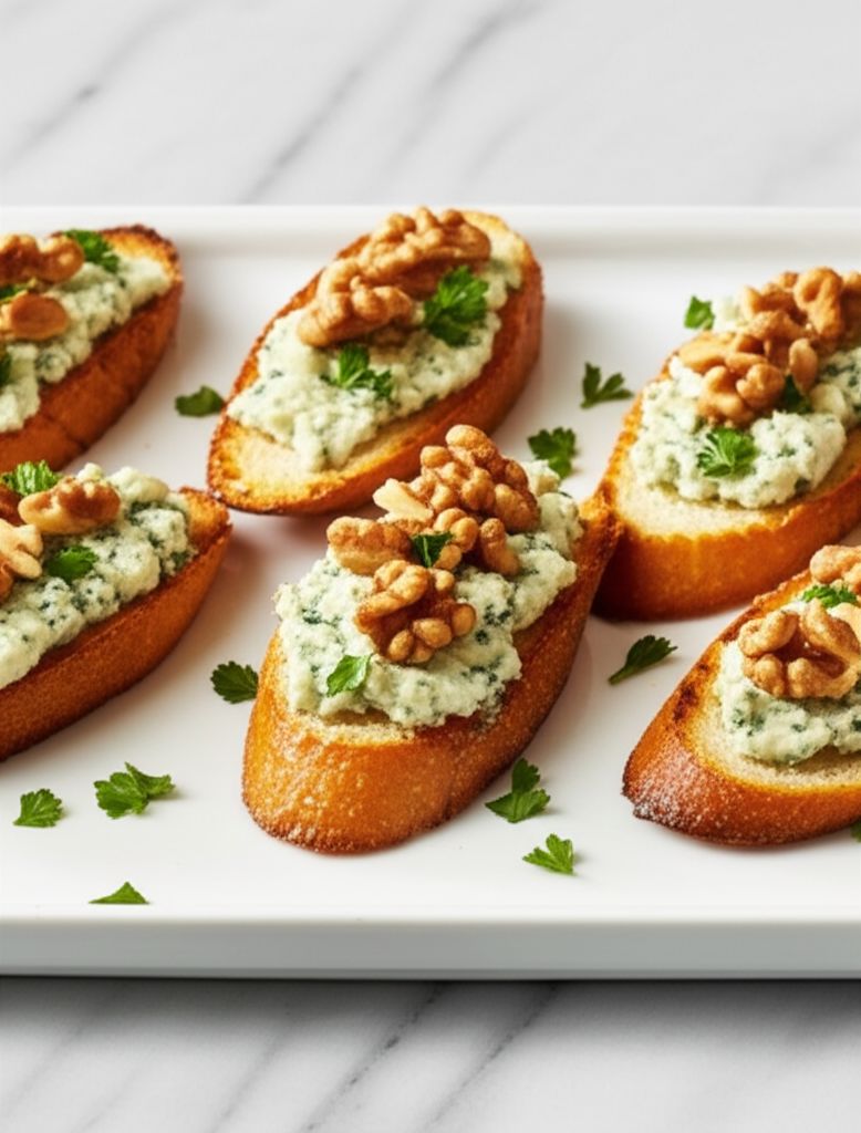 Blue Cheese Walnut Toasts