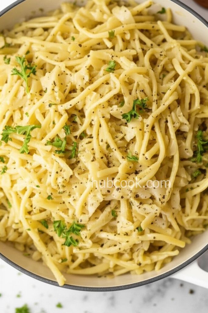 Butter Garlic Cabbage and Kluski Noodles