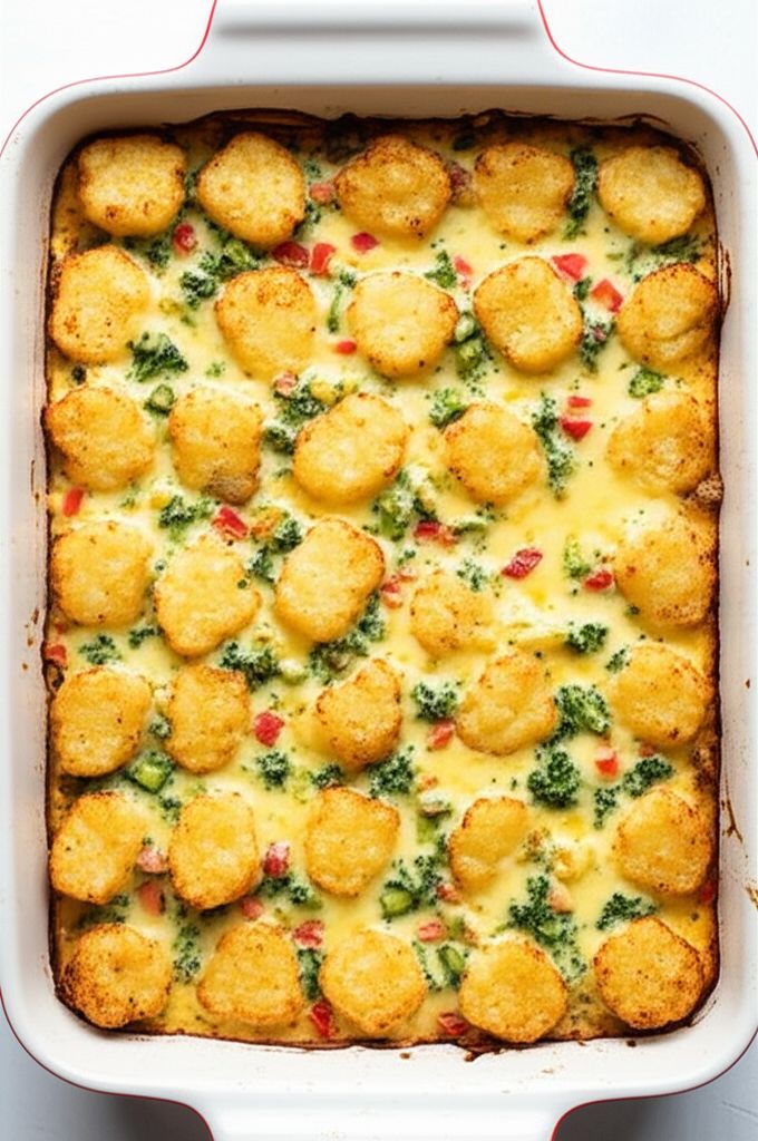 Cauliflower Tot and Turkey Sausage Breakfast Casserole