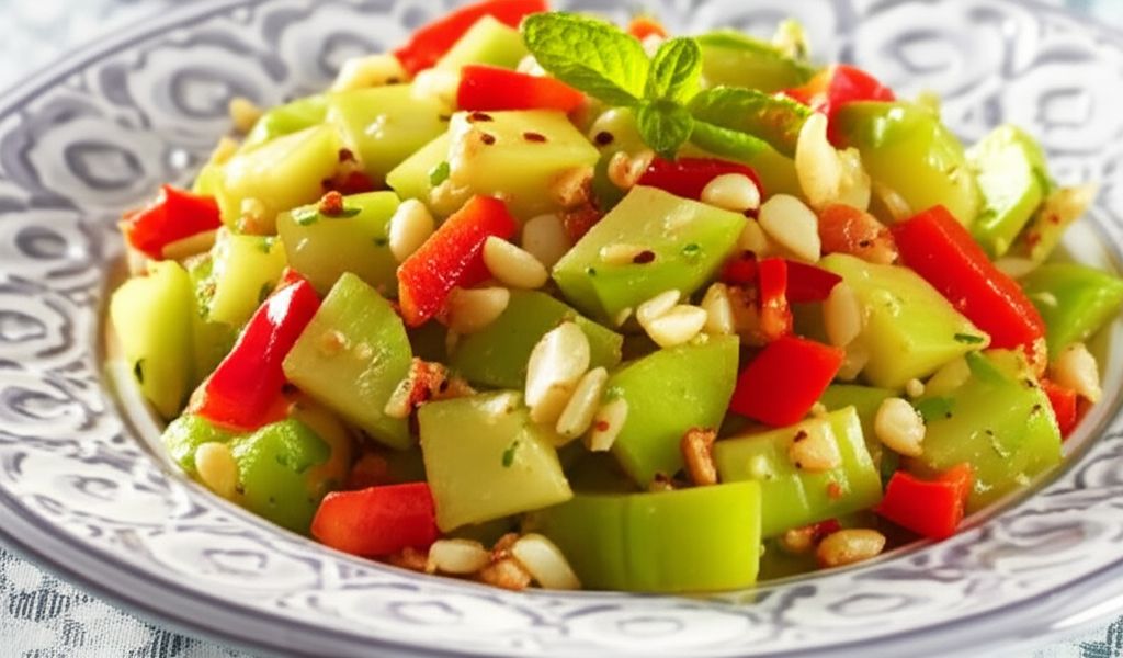 Chayote Squash With Red Peppers and Ginger