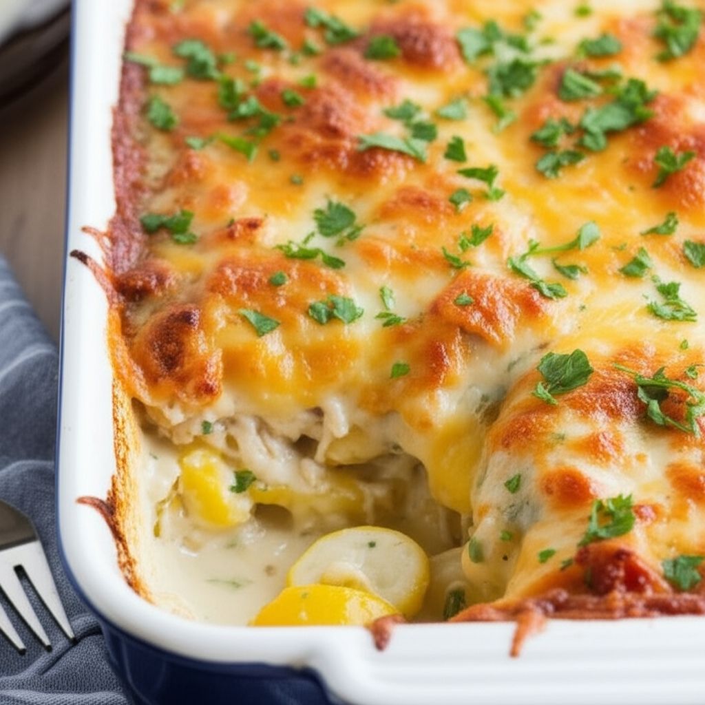 Cheesy Chicken and Squash Casserole