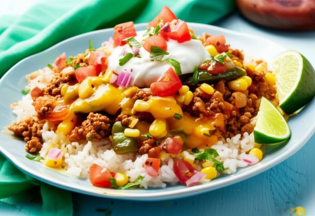 Cheesy Pork Taco Rice