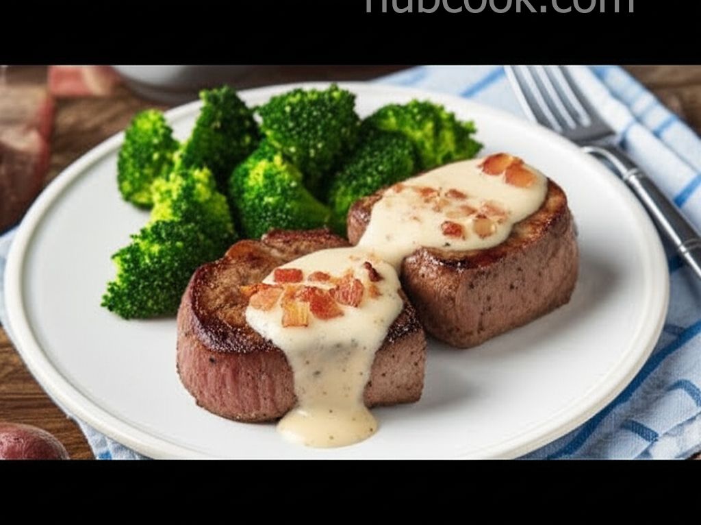 Filet Mignon with Bacon Cream Sauce