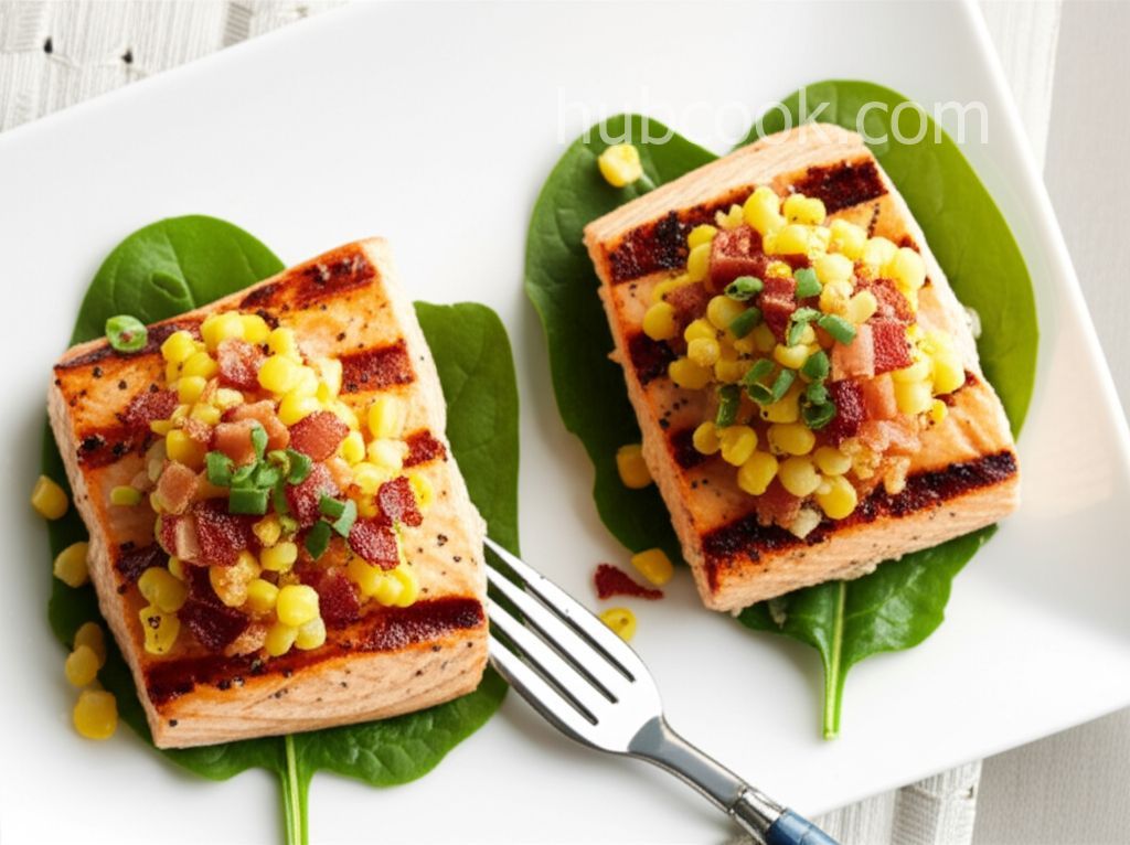 Grilled Salmon with Bacon and Corn Relish