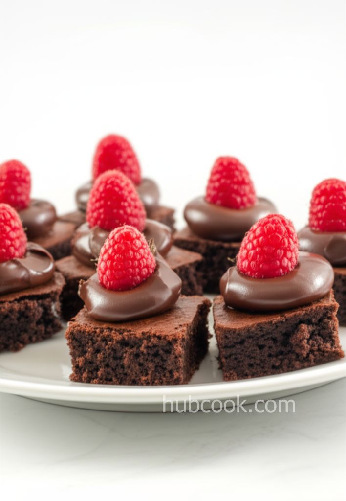 Mini Dessert Brownies with Raspberries