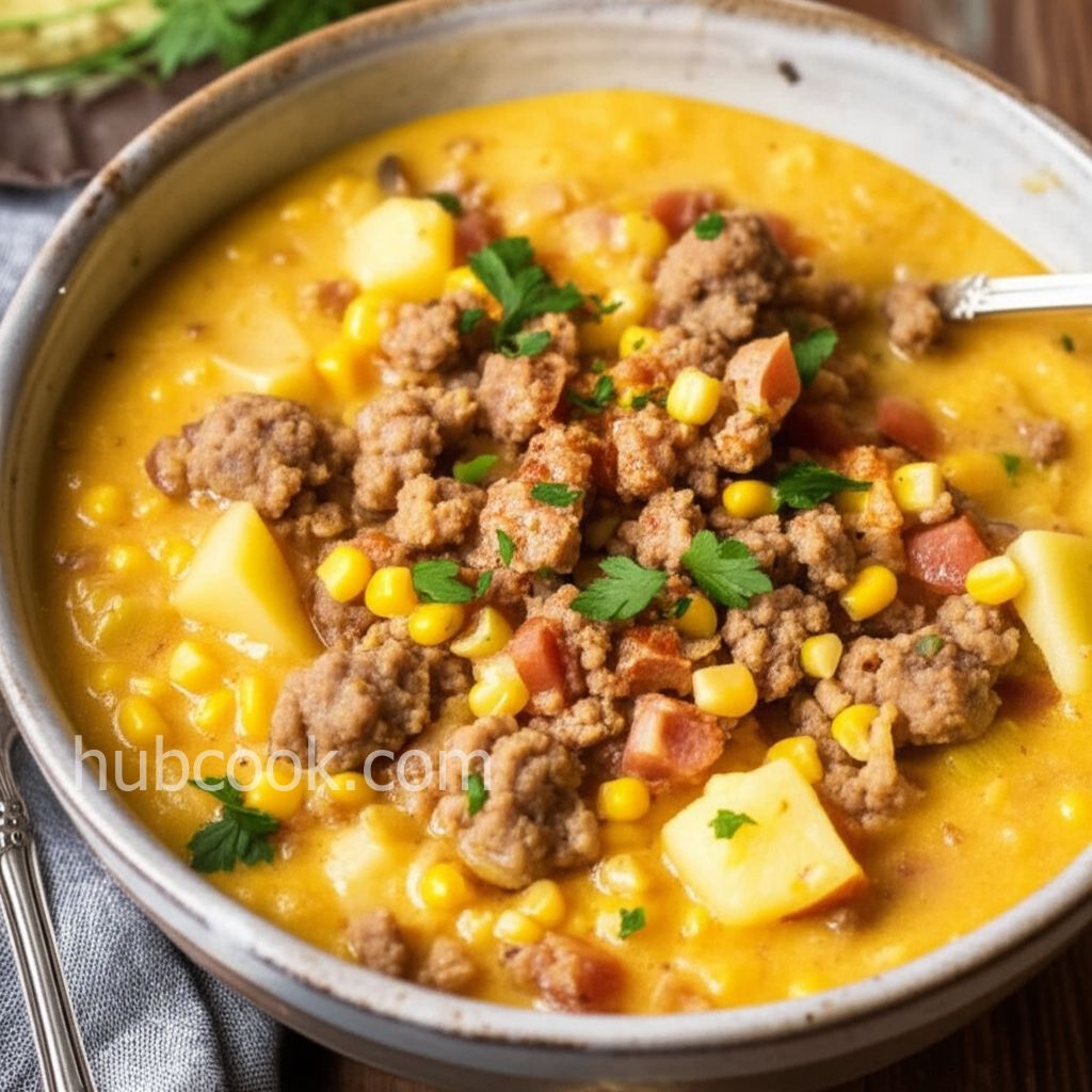 Quick Spicy Sausage Corn Chowder