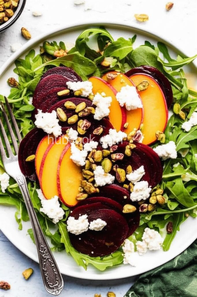 Roasted Beet, Peach, and Goat Cheese Salad