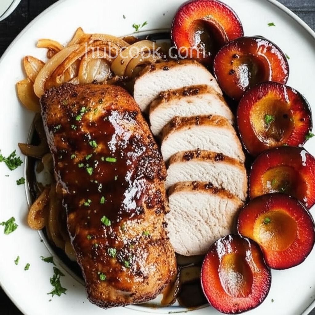 Roasted Pork Tenderloin with Fresh Plum Sauce