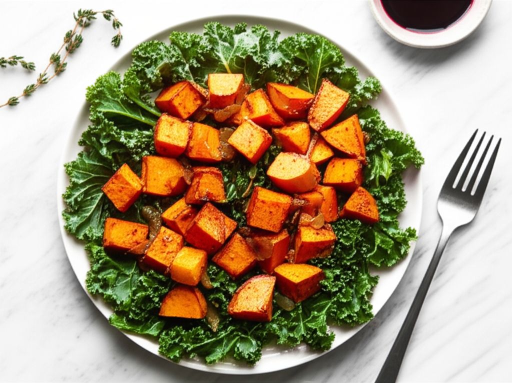 Roasted Sweet Potato and Kale Salad